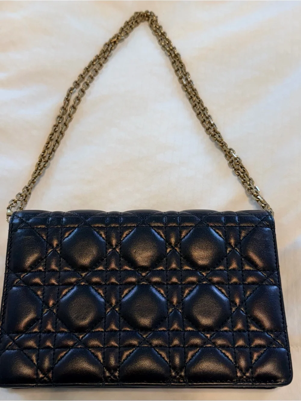 Dior Black Quilted Leather Phone Case with Gold Hardware